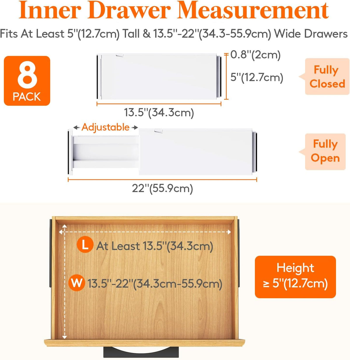 4" High Upgrade Drawer Divider, Adjustable Drawer Organizer Clothes