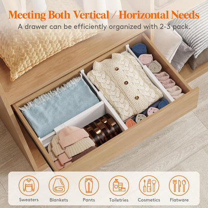 4" High Upgrade Drawer Divider, Adjustable Drawer Organizer Clothes