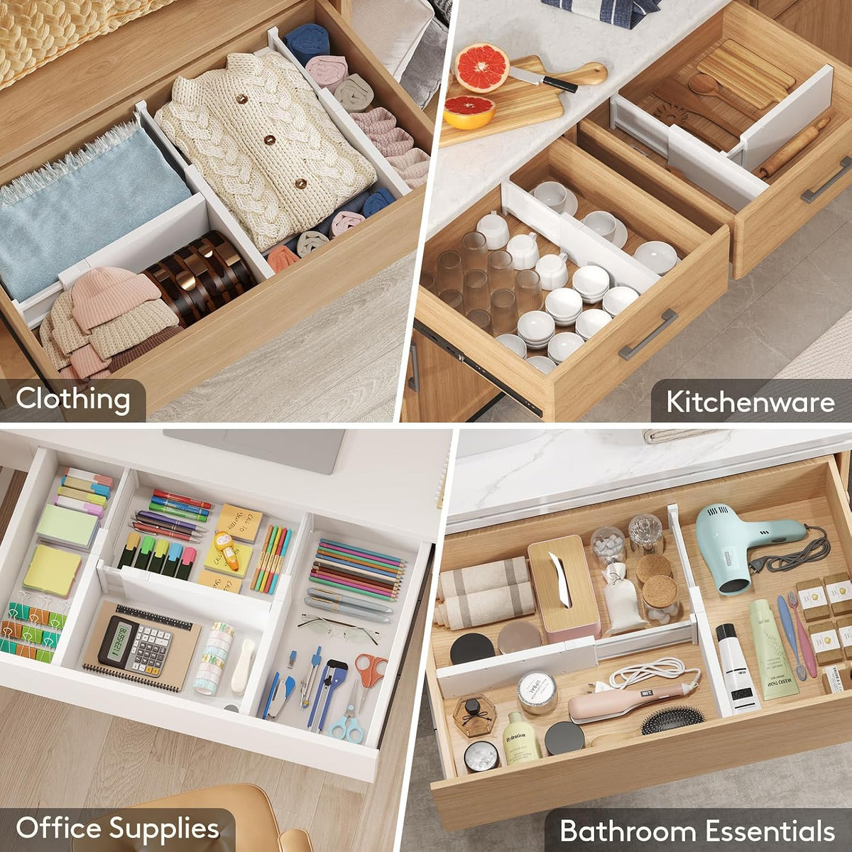4" High Upgrade Drawer Divider, Adjustable Drawer Organizer Clothes