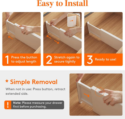 4" High Upgrade Drawer Divider, Adjustable Drawer Organizer Clothes
