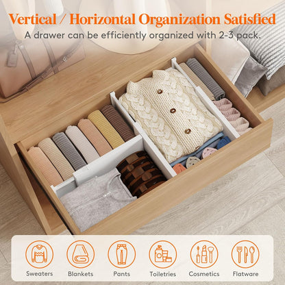 4" High Upgrade Drawer Divider, Adjustable Drawer Organizer Clothes