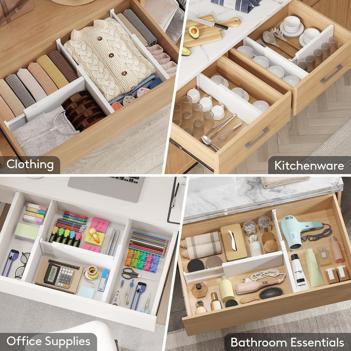 4" High Upgrade Drawer Divider, Adjustable Drawer Organizer Clothes