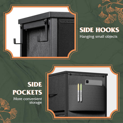 10 Drawer Fabric Dresser for Bedroom, Side Pocket Chest, Dark Grey