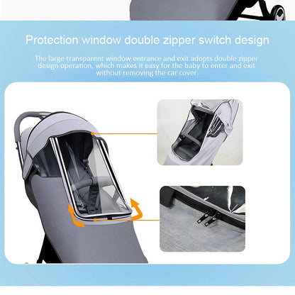 Stroller Rain Cover, Universal Accessory, Universal Rain Cover Weather Windproof Coldproof with Breathable Holes for Most Strollers (Gray)