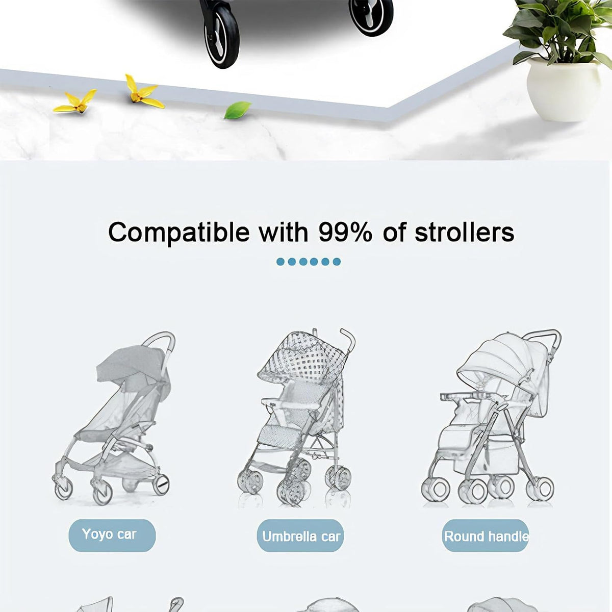 Stroller Rain Cover, Universal Accessory, Universal Rain Cover Weather Windproof Coldproof with Breathable Holes for Most Strollers (Gray)
