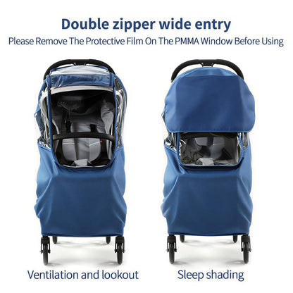 Stroller Rain Cover, Universal Accessory, Universal Rain Cover Weather Windproof Coldproof with Breathable Holes for Most Strollers (Gray)