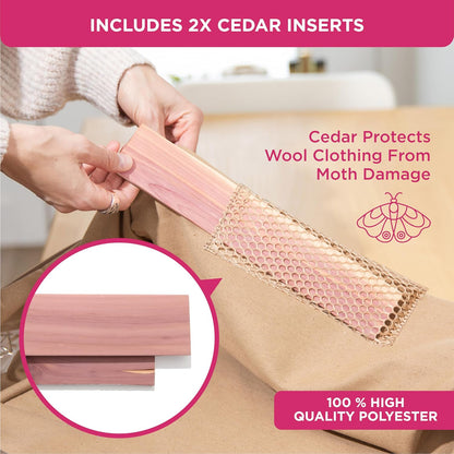 Cedar Clothes Storage Bag Organizer, Protects From Moths, Set of 2, Beige
