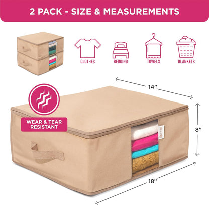 Cedar Clothes Storage Bag Organizer, Protects From Moths, Set of 2, Beige