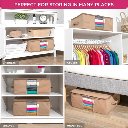 Cedar Clothes Storage Bag Organizer, Protects From Moths, Set of 2, Beige