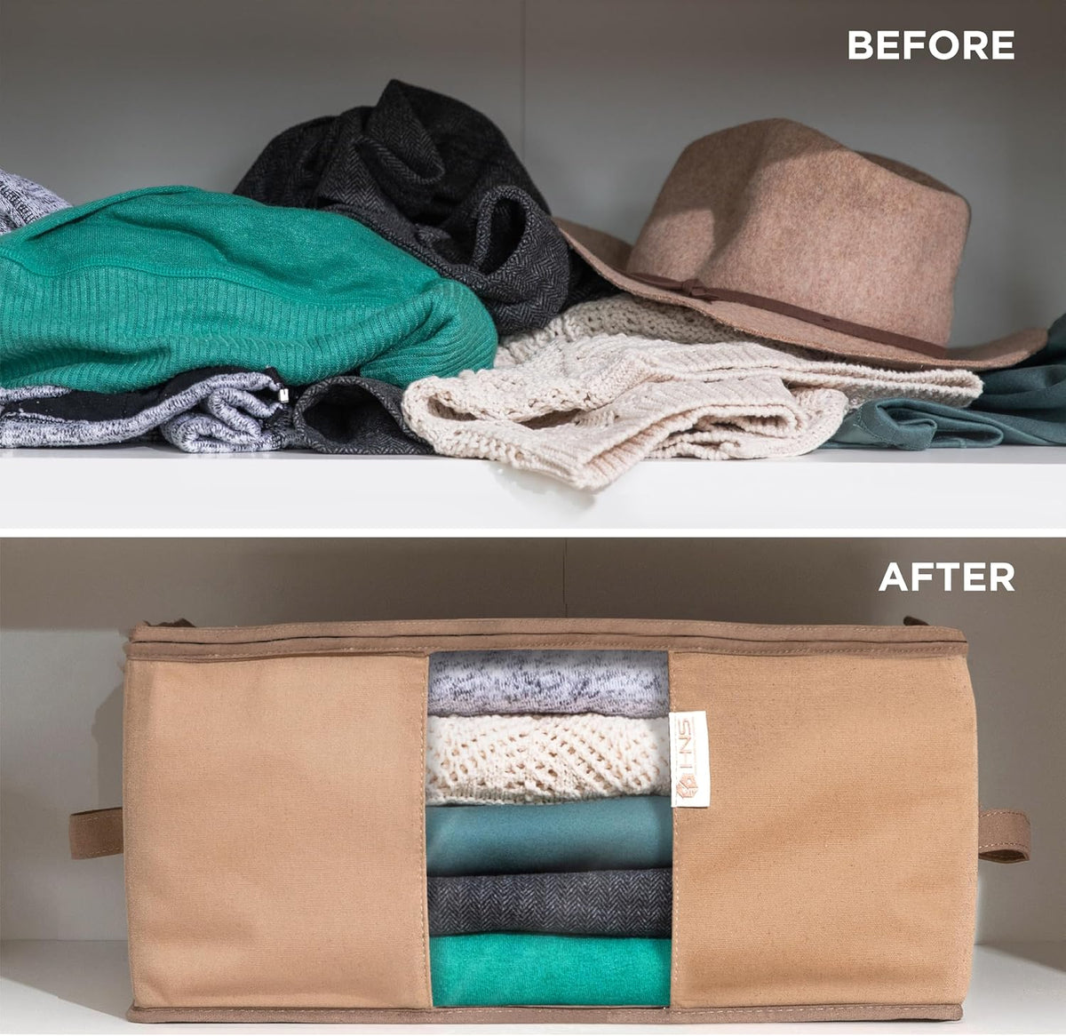 Cedar Clothes Storage Bag Organizer, Protects From Moths, Set of 2, Beige