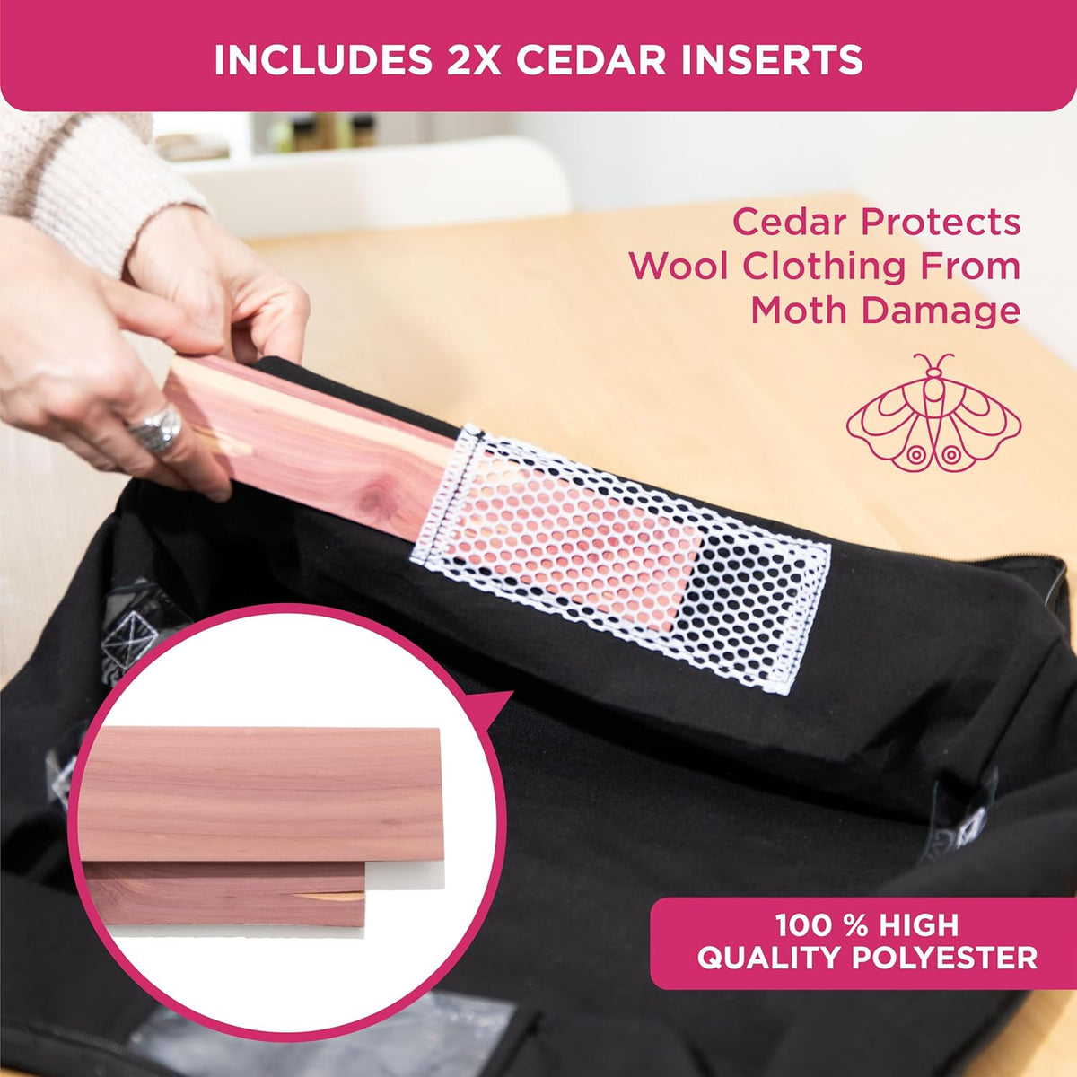 Cedar Clothes Storage Bag Organizer, Protects From Moths, Set of 2, Beige