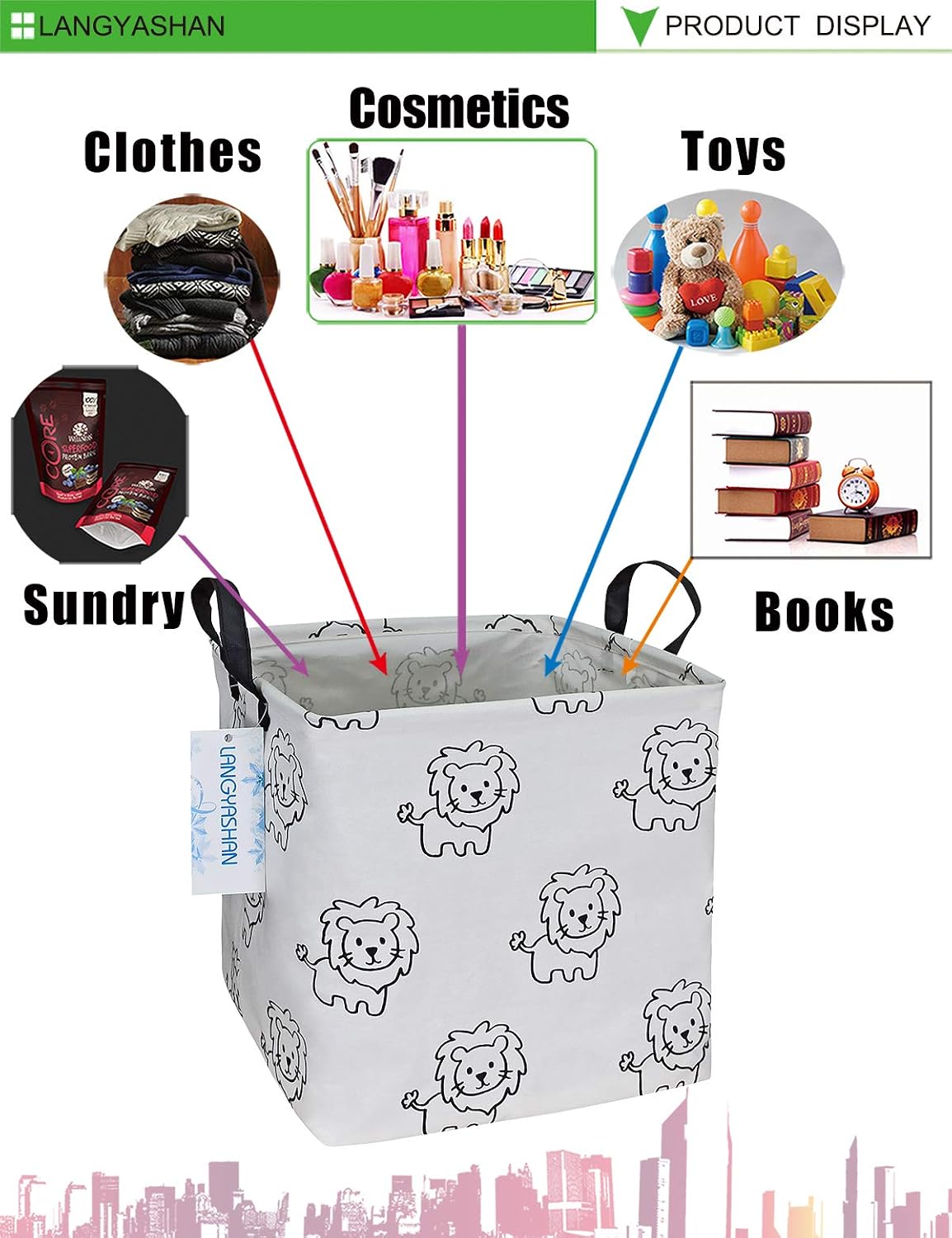 Square Storage Baskets Children Shelves Gift Toy Organizer Room Geometric