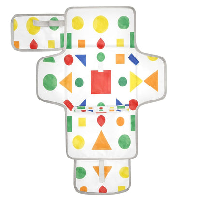 Cartoon Building Blocks Portable Diaper Changing Pad, Waterproof Baby Changing Mat with Storage Pocket & Built-in Pillow, Foldable Travel Pad, Newborn Gift Set for Boy Girl