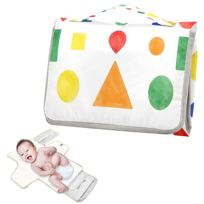 Cartoon Building Blocks Portable Diaper Changing Pad, Waterproof Baby Changing Mat with Storage Pocket & Built-in Pillow, Foldable Travel Pad, Newborn Gift Set for Boy Girl