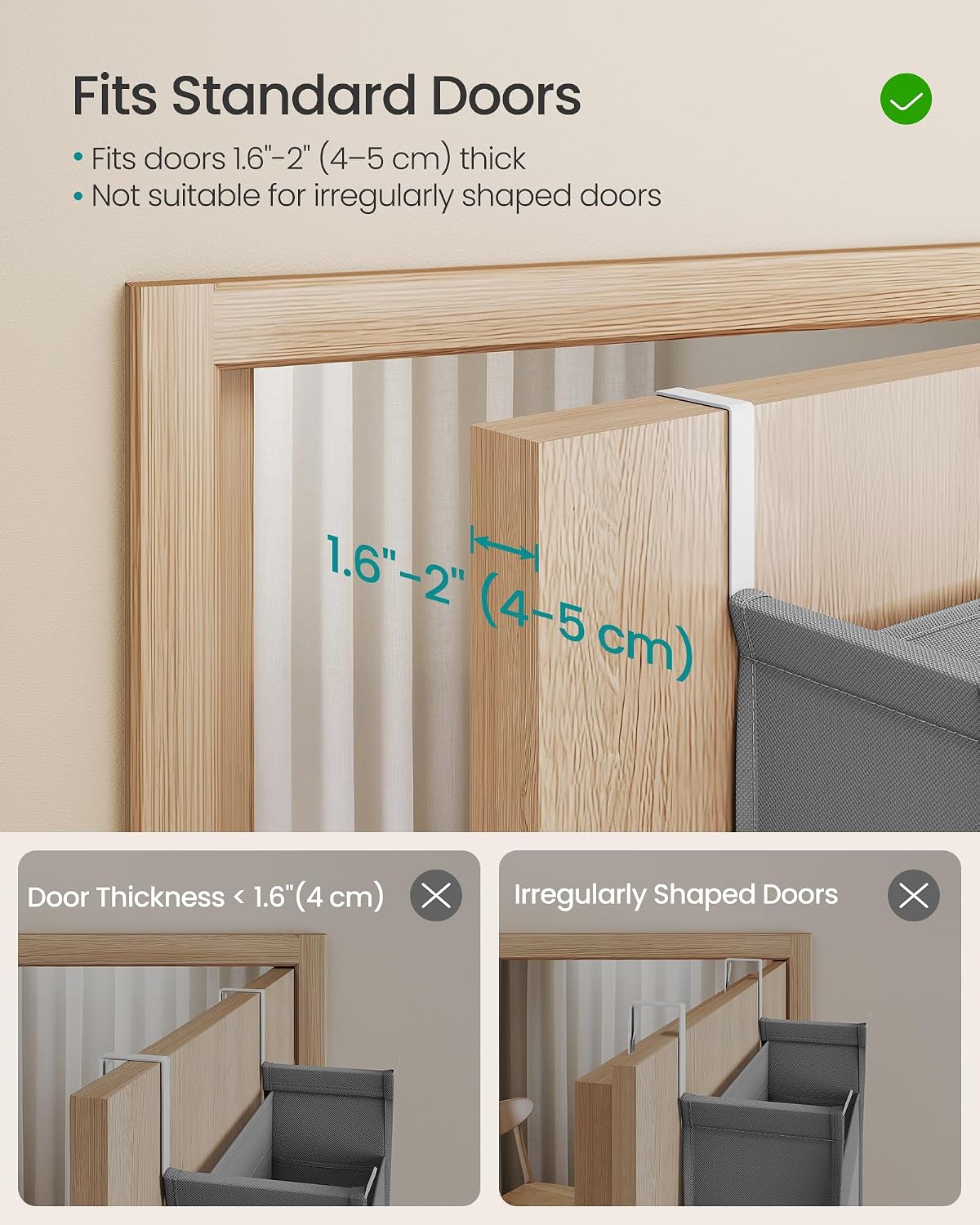5-Tier Over the Door Organizer, Foldable, with 5 Large Pockets
