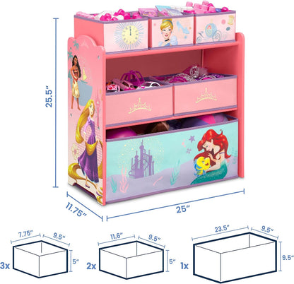 Design & Store 6 Bin Toy Storage Organizer, Disney Princess