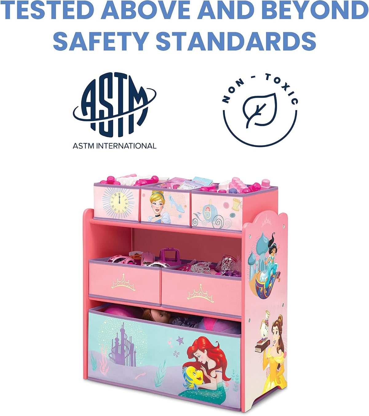 Design & Store 6 Bin Toy Storage Organizer, Disney Princess