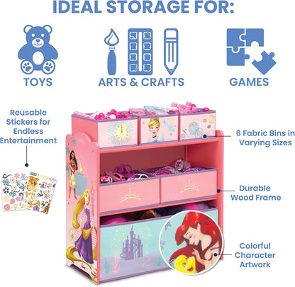 Design & Store 6 Bin Toy Storage Organizer, Disney Princess