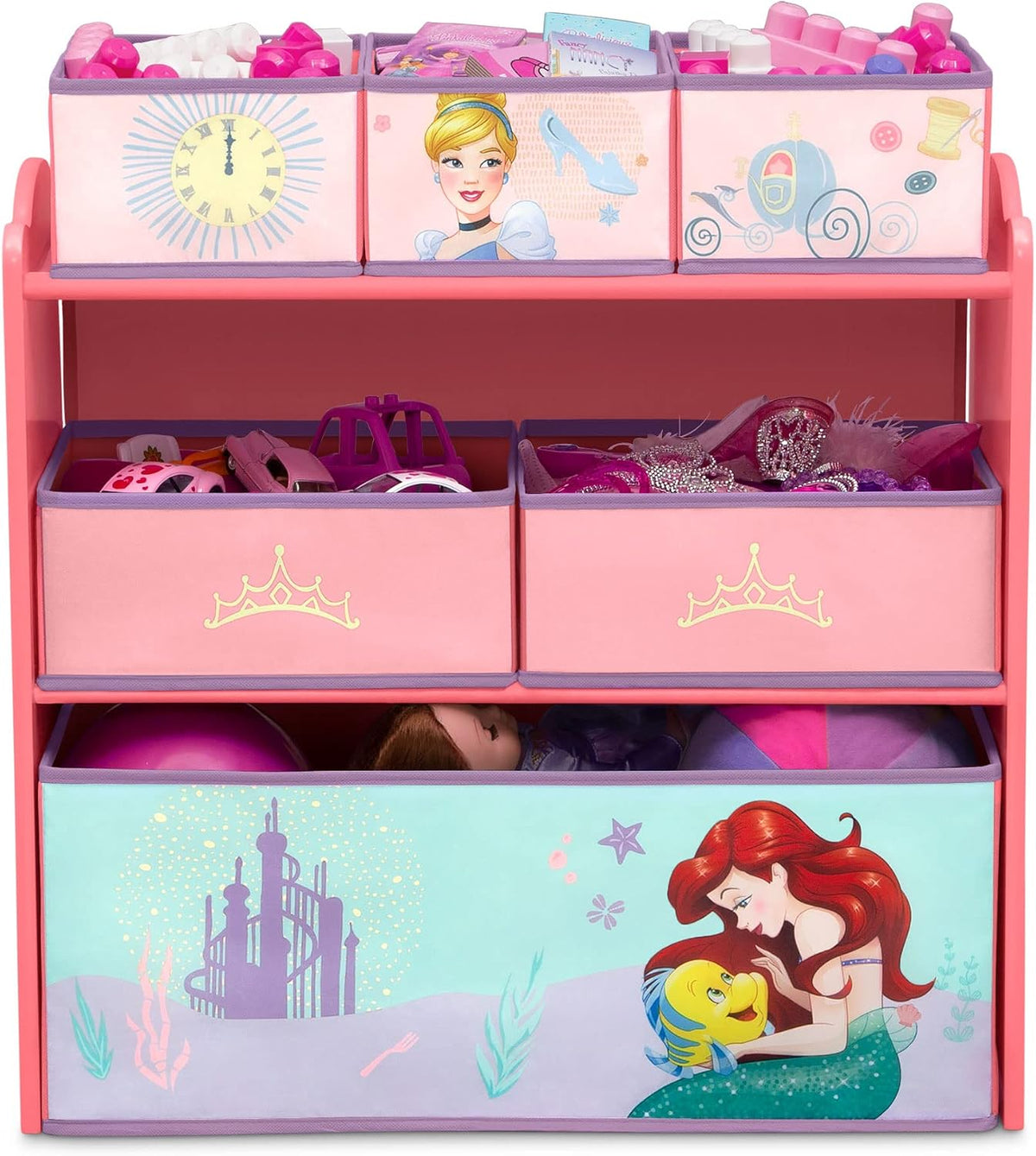 Design & Store 6 Bin Toy Storage Organizer, Disney Princess