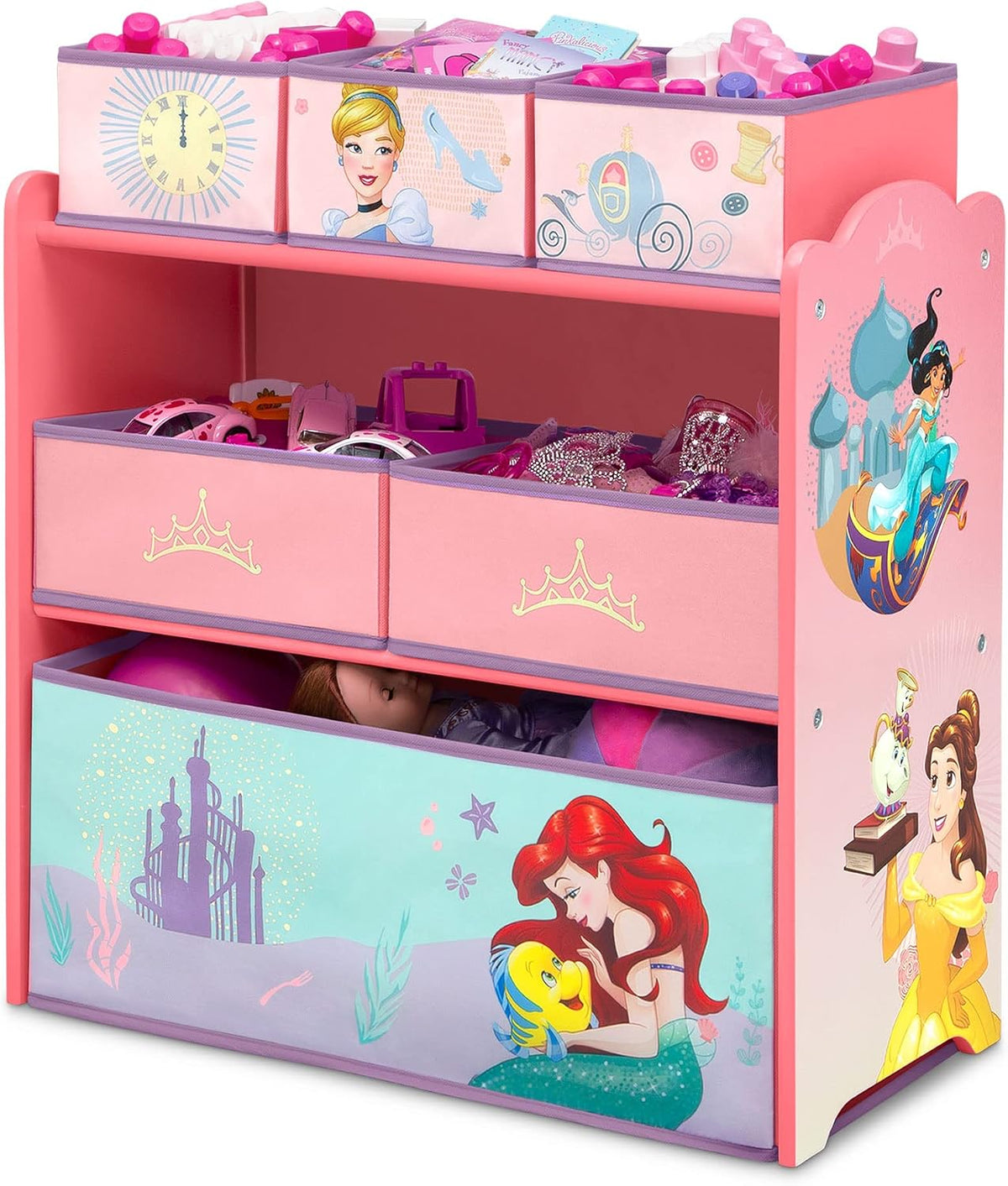 Design & Store 6 Bin Toy Storage Organizer, Disney Princess