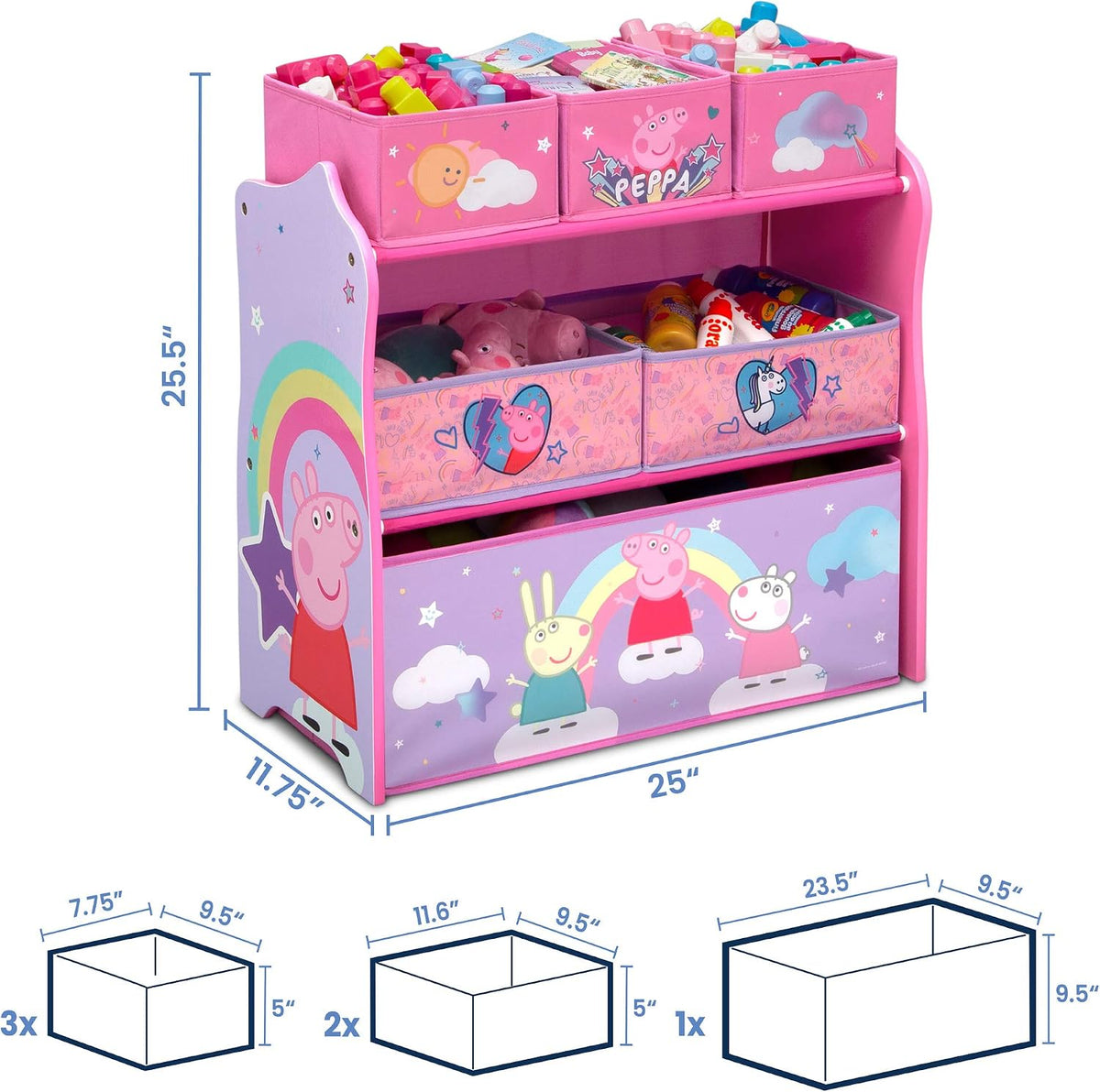 Design & Store 6 Bin Toy Storage Organizer, Disney Princess