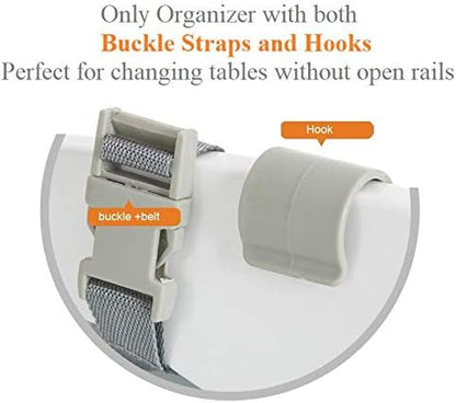Baby Diaper Caddy & Nursery Organizer – Hanging Diaper Organizer for Crib, Changing Table, or Playard - Baby Storage for Diapers, Wipes & Essentials (Navy)