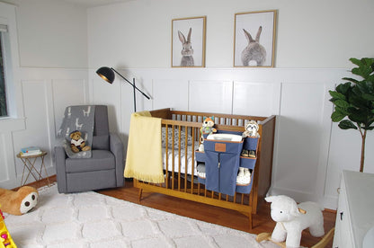 Baby Diaper Caddy & Nursery Organizer – Hanging Diaper Organizer for Crib, Changing Table, or Playard - Baby Storage for Diapers, Wipes & Essentials (Navy)