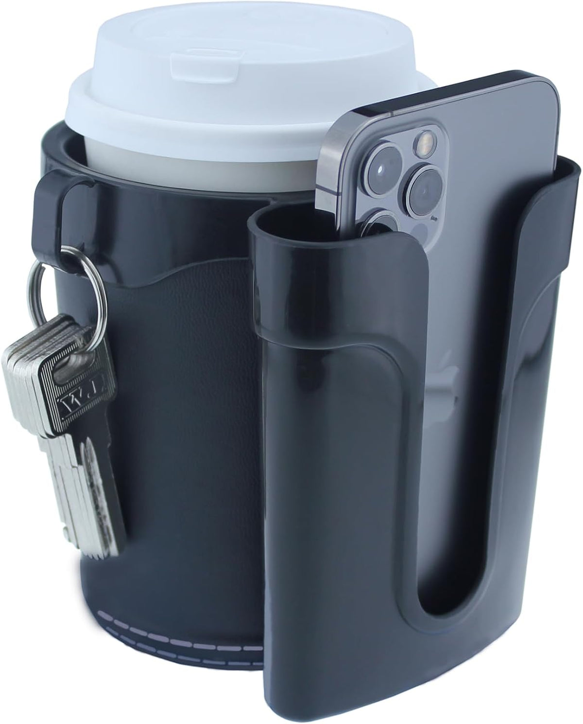 Bike Cup Holder with Phone & Key Storage, Universal Drink Bottle Mount for Adult Mountain Road E-Bikes & Adult Scooters, Black