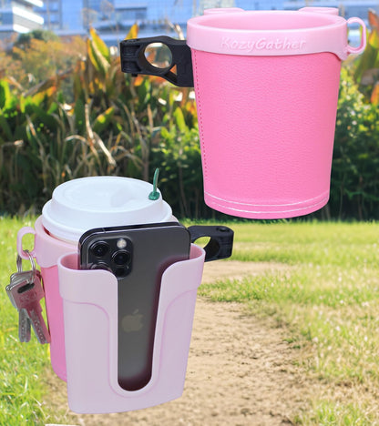 Bike Cup Holder with Phone & Key Storage, Universal Drink Bottle Mount for Adult Mountain Road E-Bikes & Adult Scooters, Black
