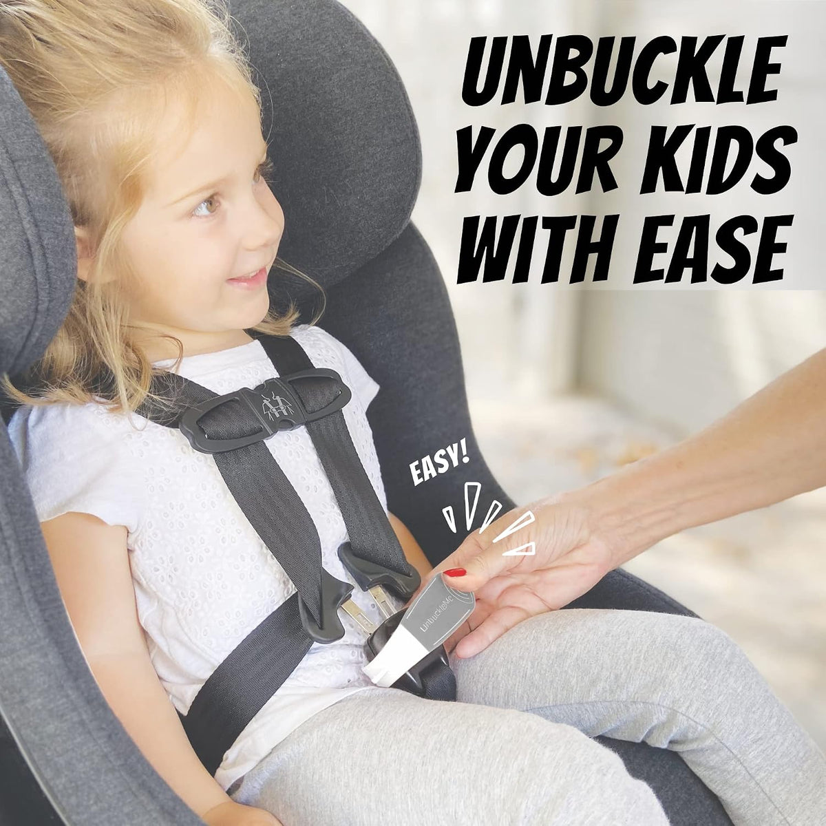 Car Seat Buckle Release Tool - Easy Opener Aid for Arthritis, Long Nails, Older Kids - Button Pusher for Infant, Toddler, Convertible 5 pt Harness car Seats - As Seen on Shark Tank (Pink)