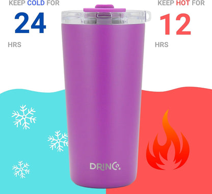 20 oz Stainless Steel Tumbler | Double Walled Vacuum Insulated Mug With Lid, 2 Straws, For Hot & Cold Drinks (20oz Island Pink, 20oz)