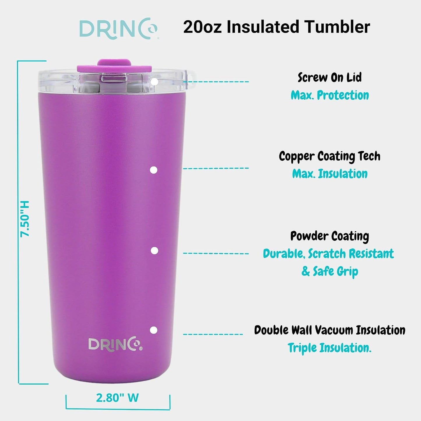 20 oz Stainless Steel Tumbler | Double Walled Vacuum Insulated Mug With Lid, 2 Straws, For Hot & Cold Drinks (20oz Island Pink, 20oz)