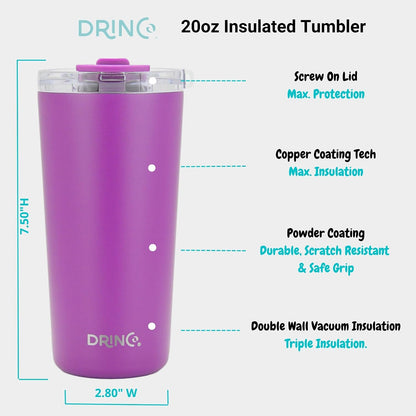 20 oz Stainless Steel Tumbler | Double Walled Vacuum Insulated Mug With Lid, 2 Straws, For Hot & Cold Drinks (20oz Island Pink, 20oz)