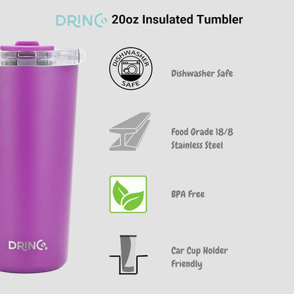 20 oz Stainless Steel Tumbler | Double Walled Vacuum Insulated Mug With Lid, 2 Straws, For Hot & Cold Drinks (20oz Island Pink, 20oz)