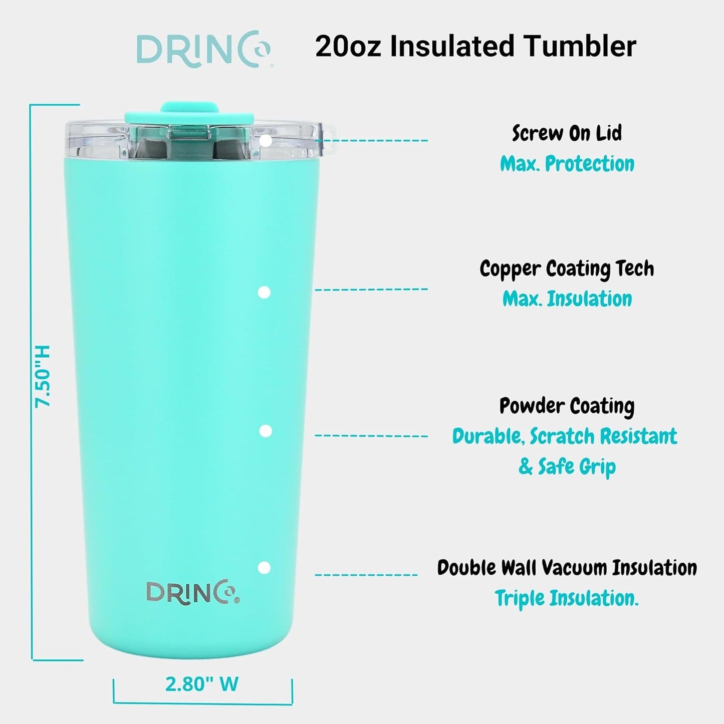 20 oz Stainless Steel Tumbler | Double Walled Vacuum Insulated Mug With Lid, 2 Straws, For Hot & Cold Drinks (20oz Island Pink, 20oz)
