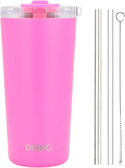 20 oz Stainless Steel Tumbler | Double Walled Vacuum Insulated Mug With Lid, 2 Straws, For Hot & Cold Drinks (20oz Island Pink, 20oz)
