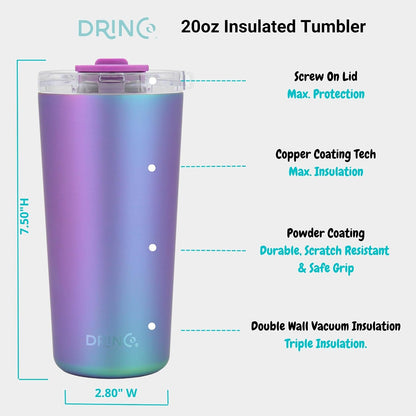 20 oz Stainless Steel Tumbler | Double Walled Vacuum Insulated Mug With Lid, 2 Straws, For Hot & Cold Drinks (20oz Island Pink, 20oz)