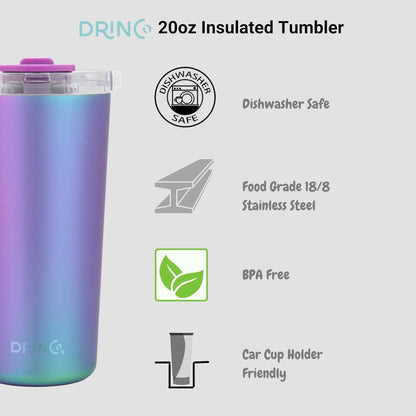 20 oz Stainless Steel Tumbler | Double Walled Vacuum Insulated Mug With Lid, 2 Straws, For Hot & Cold Drinks (20oz Island Pink, 20oz)