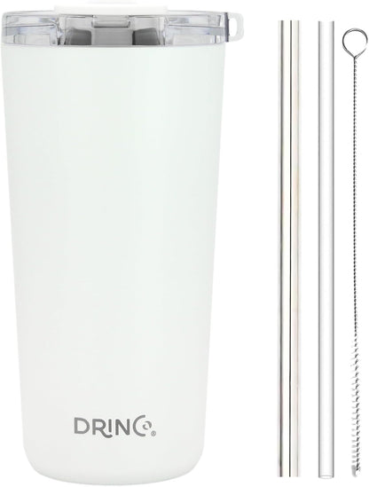 20 oz Stainless Steel Tumbler | Double Walled Vacuum Insulated Mug With Lid, 2 Straws, For Hot & Cold Drinks (20oz Island Pink, 20oz)
