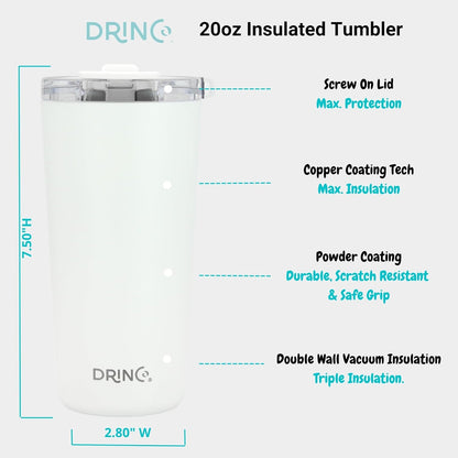 20 oz Stainless Steel Tumbler | Double Walled Vacuum Insulated Mug With Lid, 2 Straws, For Hot & Cold Drinks (20oz Island Pink, 20oz)