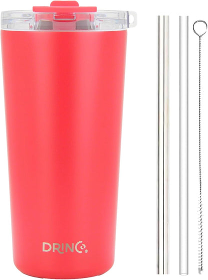 20 oz Stainless Steel Tumbler | Double Walled Vacuum Insulated Mug With Lid, 2 Straws, For Hot & Cold Drinks (20oz Island Pink, 20oz)
