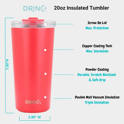 20 oz Stainless Steel Tumbler | Double Walled Vacuum Insulated Mug With Lid, 2 Straws, For Hot & Cold Drinks (20oz Island Pink, 20oz)