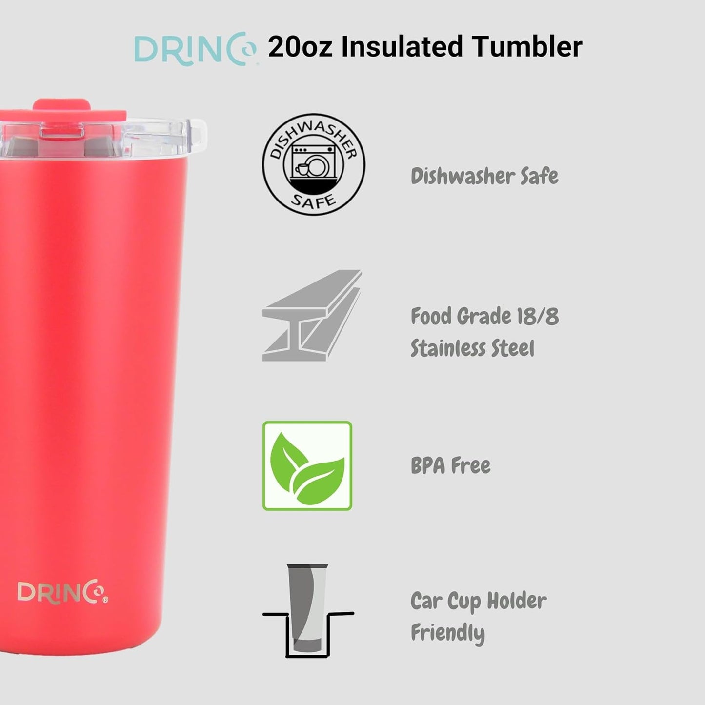20 oz Stainless Steel Tumbler | Double Walled Vacuum Insulated Mug With Lid, 2 Straws, For Hot & Cold Drinks (20oz Island Pink, 20oz)