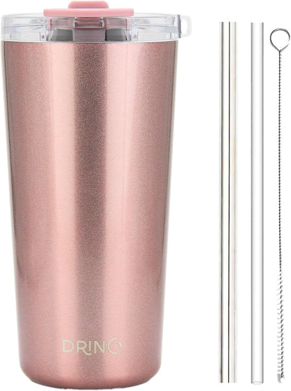 20 oz Stainless Steel Tumbler | Double Walled Vacuum Insulated Mug With Lid, 2 Straws, For Hot & Cold Drinks (20oz Island Pink, 20oz)
