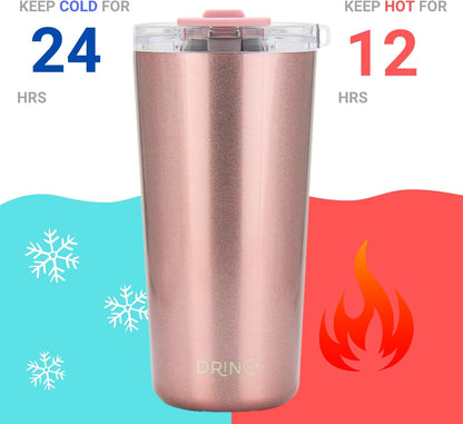 20 oz Stainless Steel Tumbler | Double Walled Vacuum Insulated Mug With Lid, 2 Straws, For Hot & Cold Drinks (20oz Island Pink, 20oz)
