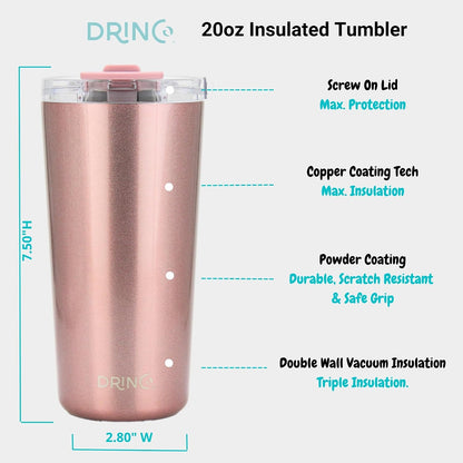 20 oz Stainless Steel Tumbler | Double Walled Vacuum Insulated Mug With Lid, 2 Straws, For Hot & Cold Drinks (20oz Island Pink, 20oz)