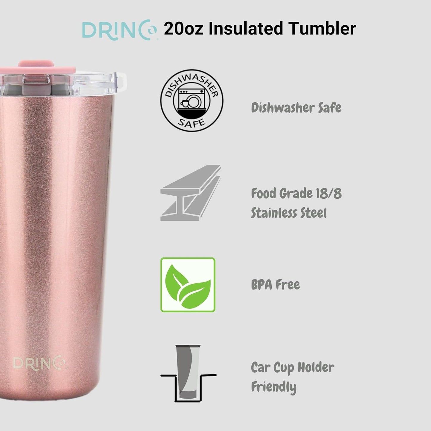 20 oz Stainless Steel Tumbler | Double Walled Vacuum Insulated Mug With Lid, 2 Straws, For Hot & Cold Drinks (20oz Island Pink, 20oz)