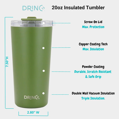 20 oz Stainless Steel Tumbler | Double Walled Vacuum Insulated Mug With Lid, 2 Straws, For Hot & Cold Drinks (20oz Island Pink, 20oz)