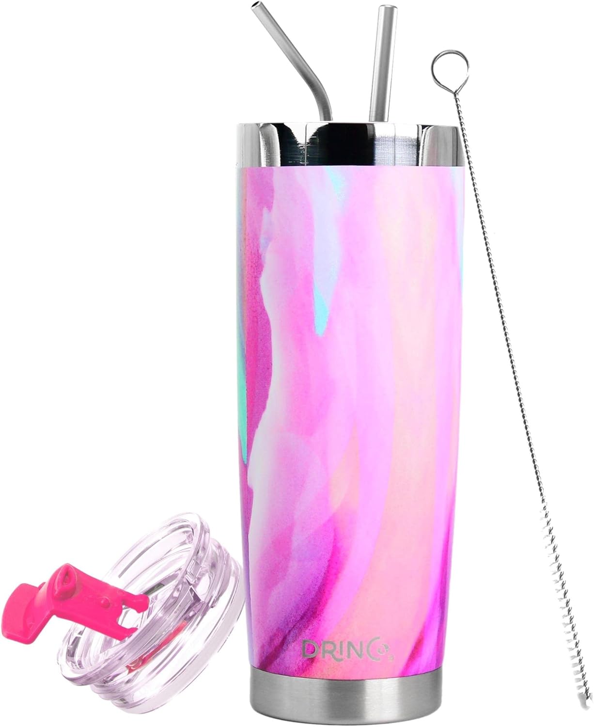 20 oz Stainless Steel Tumbler | Double Walled Vacuum Insulated Mug With Lid, 2 Straws, For Hot & Cold Drinks (20oz Island Pink, 20oz)