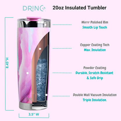 20 oz Stainless Steel Tumbler | Double Walled Vacuum Insulated Mug With Lid, 2 Straws, For Hot & Cold Drinks (20oz Island Pink, 20oz)